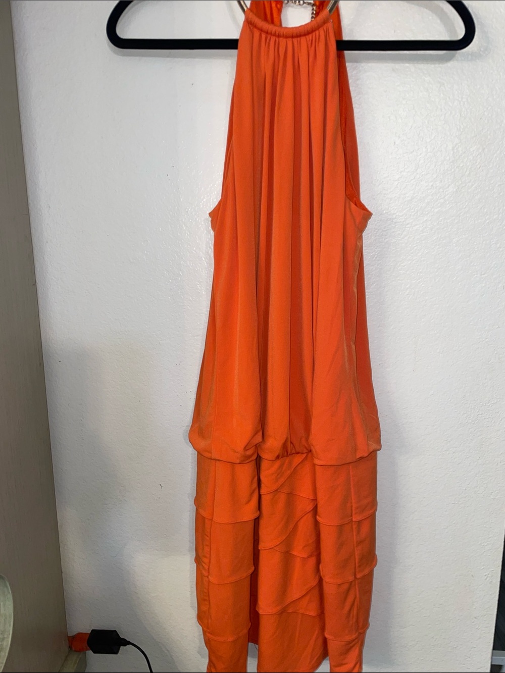 Cache One-Shoulder Tiered Ruffle Maxi Dress - Orange